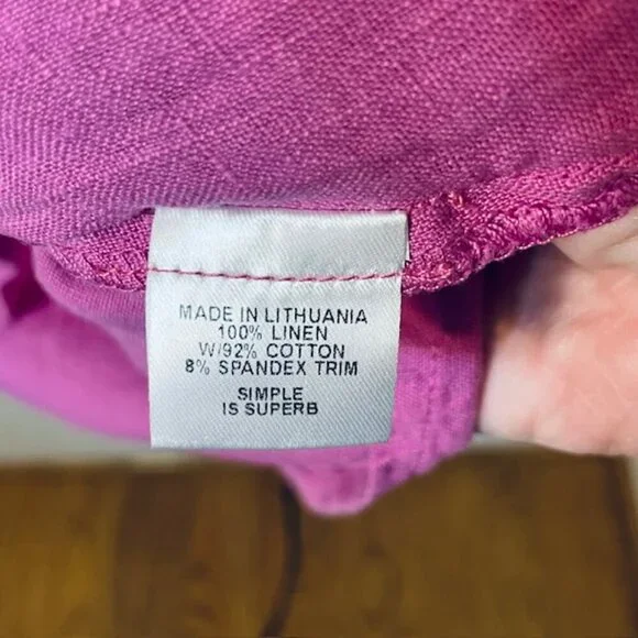 Flax 100% Linen Tee Top Tunic Dress Pockets Peony Pink NWT NEW Medium - Picture 5 of 9